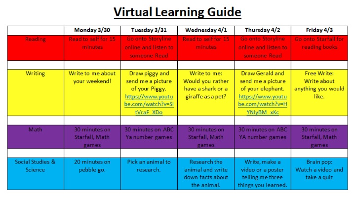 Virtual Learning Calendar
